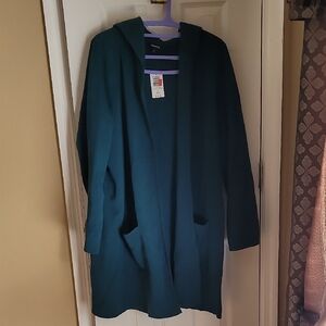 Torrid Deep Teal Hooded Open Front Cardigan